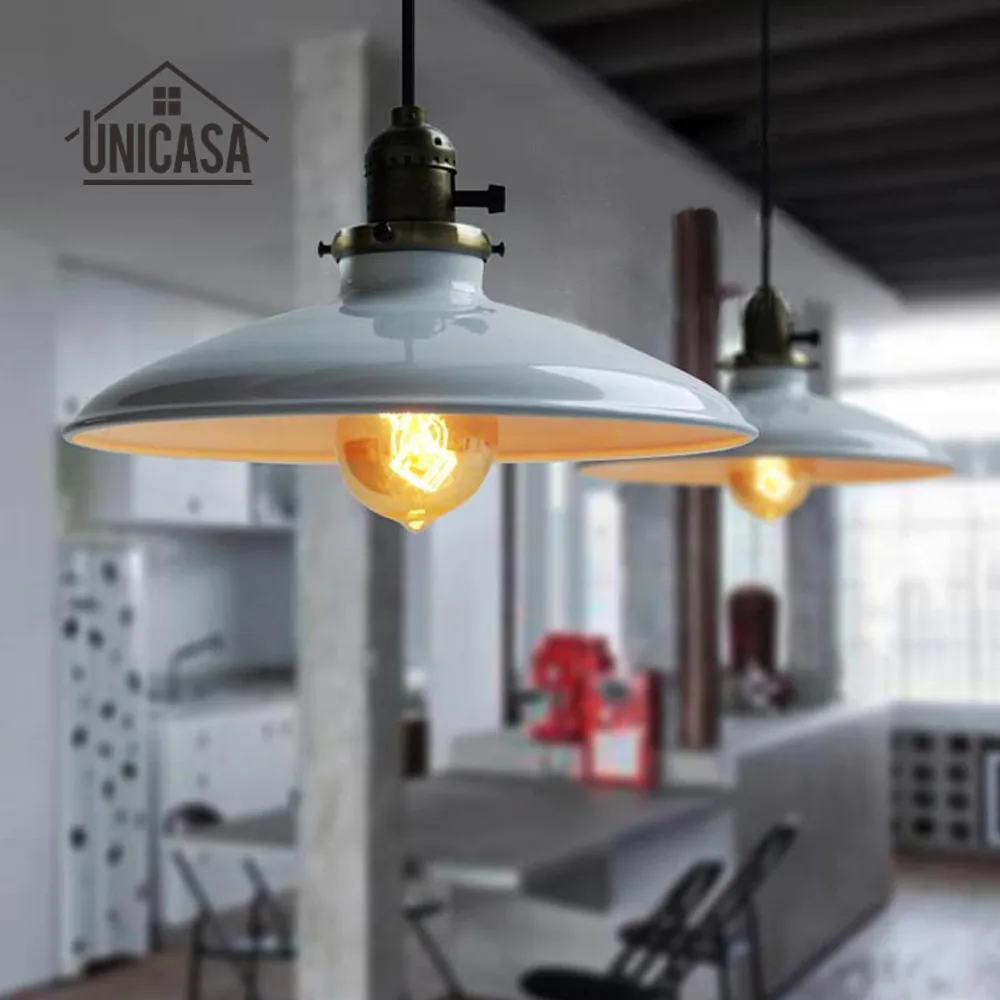 

Cord Pendant Mini Iron Lighting Industrial Light Fixture White Shade Ceiling Lamp Living Room Kitchen Led Vintage