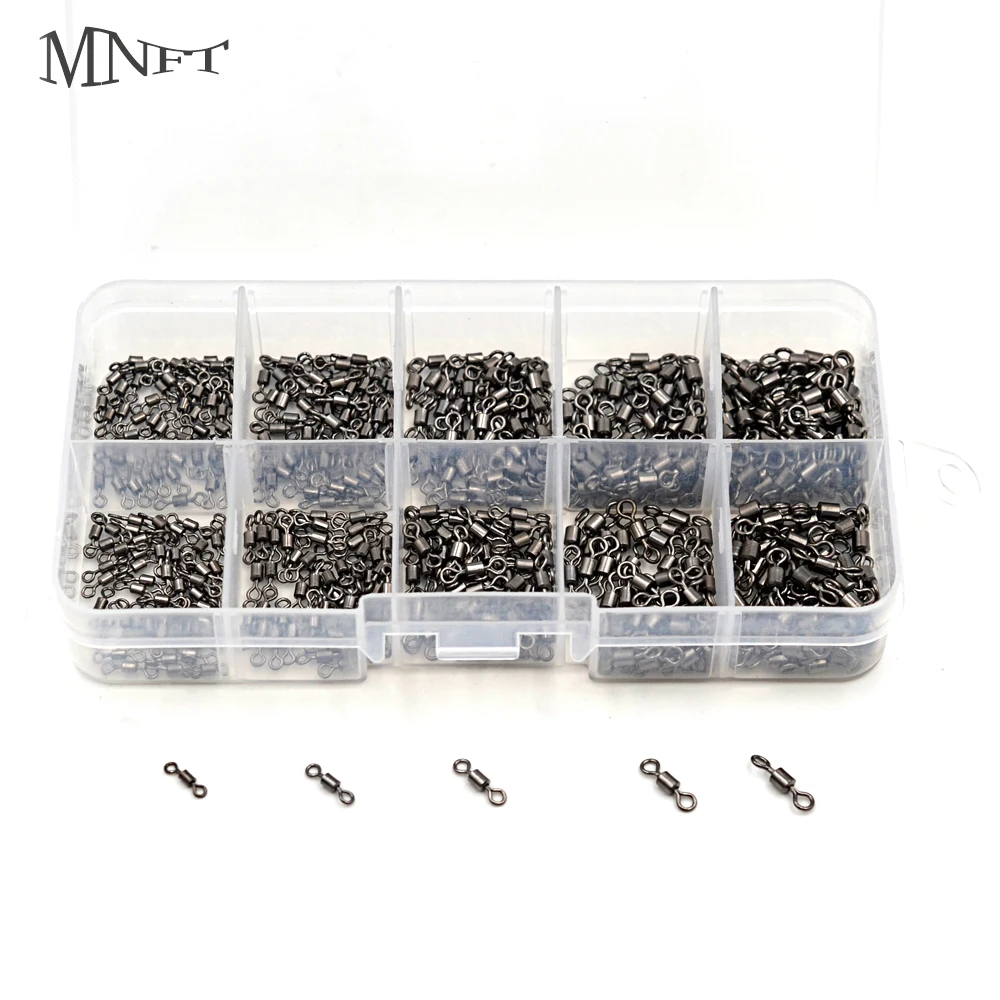 MNFT 500Pcs Fishing Swivels Kit Rolling Swivel Fishing Connector Hook Link Carp Fishing Stainless Steel Swivel 6/7/8/10/12#