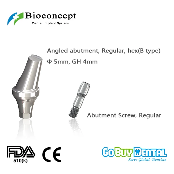 

Bioconcept Hexagon Regular angled abutment φ5.0mm, gingival height 4mm, Angled 17°, type B(333110)