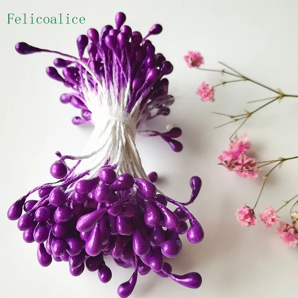 3mm 500 stücke Perle Blume Staubblatt Stempel Kuchen Dekoration Für DIY Doppel Köpfe Floral Staubblatt Für DIY Hochzeit dekoration – Detail 20