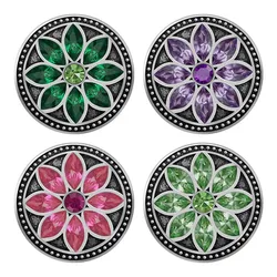 KZ3430 New Beauty Round Rhinestone Flowers Crystal 18mm snap buttons fit 18mm snap necklace jewelry wholesale Gift