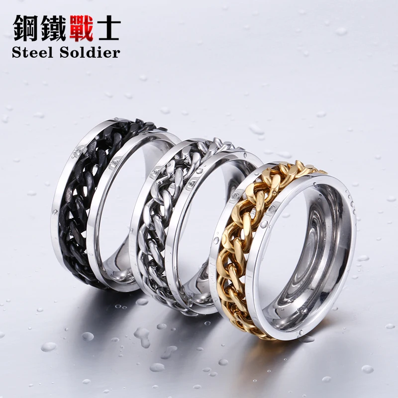 Steel soldier stainless steel KNITTING ring rotating high quality jewelry for men and women fashion jewelry