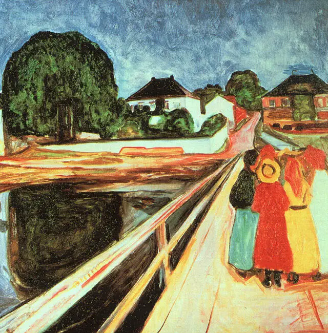 

Oil Painting Reproduction on Linen Canvas,girls-on-a-bridge-1900 by Edvard Munch,100% handmade,abstract oil painting