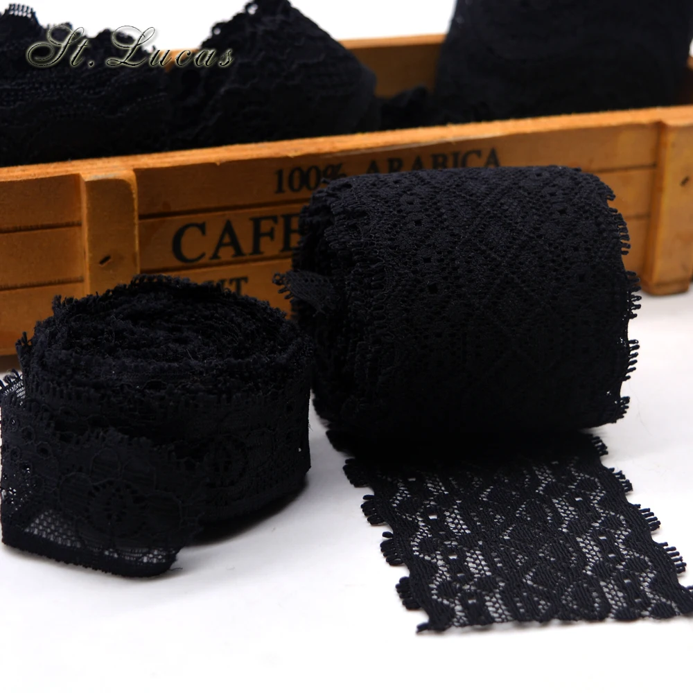 New hot sale 5yd/lot High Quality black Elastic Lace Trim ribbon For Sewing crafts decoration lace handmade accessories DIY