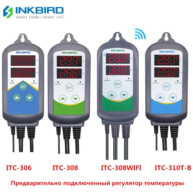 Controlador de temperatura de calefacción y refrigeración Inkbird 4 con dos relé para invernadero carboy terrario acuario elaboración