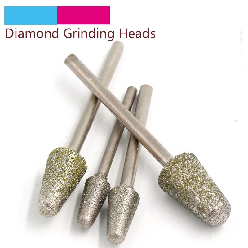 

5pcs 2.35/3mm Shank B Diamond Grinding Head Bullet Coated Mounted Bit Burrs For Jade Metal Stone Dremel Rotary Tool Accessories