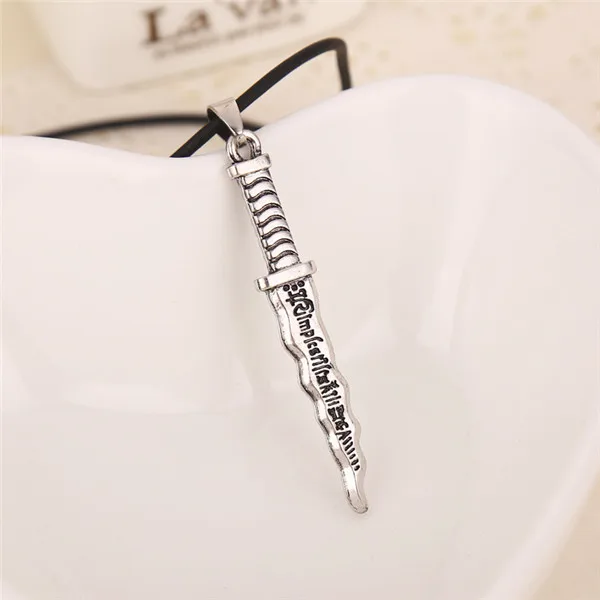 HOT New Snow White Once Upon A Time Rumpelstiltskin Dagger Pendant Necklace Vintage Ancient Silver Necklace Wholesale 24pcs/lot