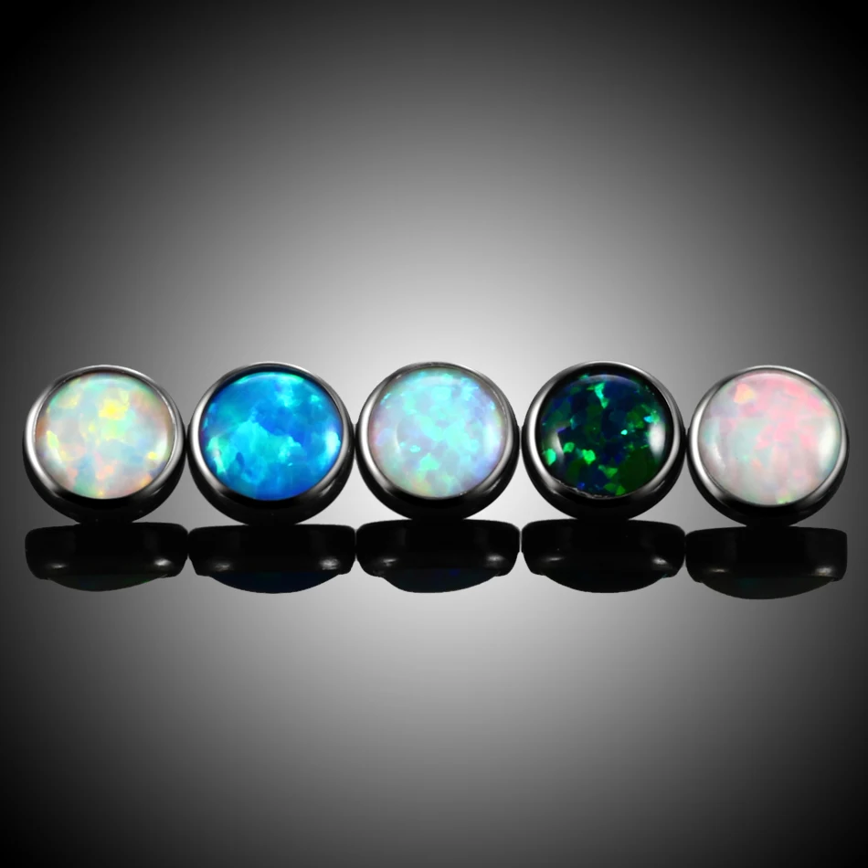 1PC 100% Titanium Fire Opal Micro Dermal Piercings Dermal Anchor Top Skin Diver Replaceable 4mm Tops Piercing Sexy Body Jewelry