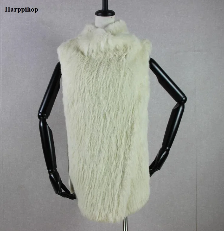 natural rabbit fur knitted long vest gilet girls waterfall big coat  Women Knitted Rabbit Fur Jacket Winter Warm long Style