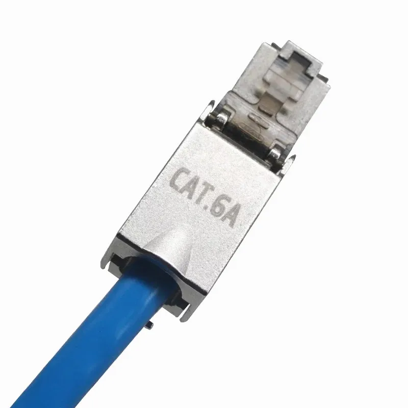 Cat6A RJ45 Network Connector Tool-less Shielded Module Plug RJ45 Gold-plated Termination Cat6A Ethernet Cable Adapter