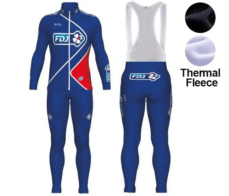 

Winter Fleece Thermal 2017 FDJ TEAM 2 COLORS Men's Cycling Jersey Long Sleeve Bicycle Clothing With Bib PANTS Ropa Ciclismo