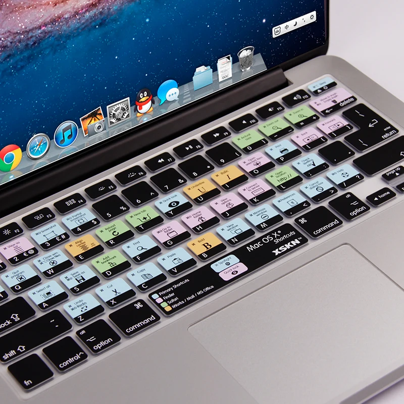 

XSKN US/EU Version Mac OS X Shortcuts Design Functional Silicone Keyboard Cover for Macbook Air 13 Macbook Pro 13.3 15.4