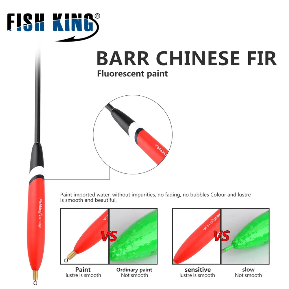 FISH KING 4Pcs/Pack 2.5+3.0g 2.0+2.0g 1.5+1.5g 1.2+2.0g Fishing Float Cork Bobbers Barguzinsky Fir Floats For Sea Fishing Tackle