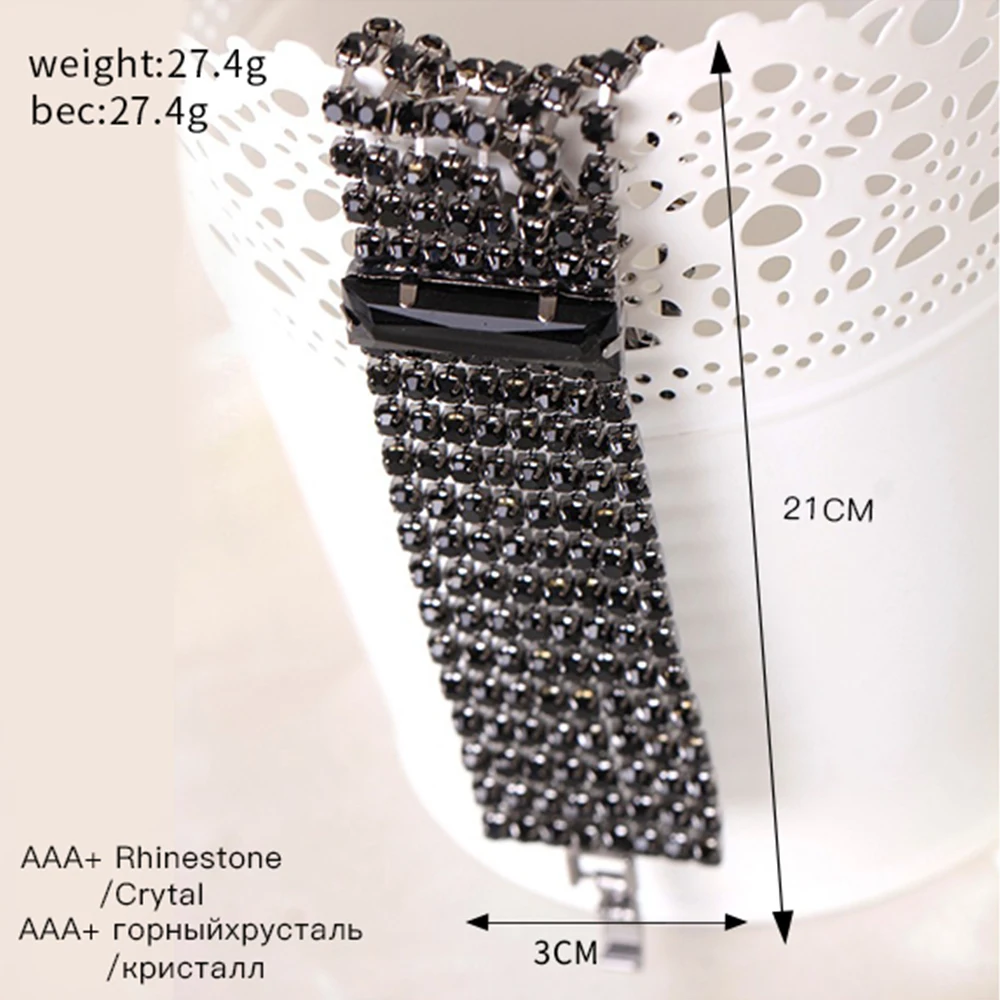 Brand designer new hot sell charming bride wedding crystal jewelry Shiny rhinestone Wide Bracelet for women 2016 Wholesale  B024