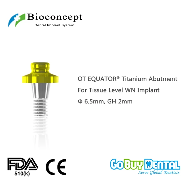 OT EQUATOR Titanium Abutment, D6.5mm, GH 2mm, for Straumann Tissue Level WN Implant(034220-1)