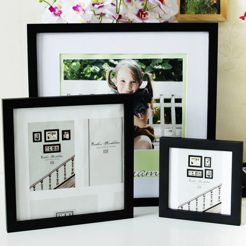 Nature Wooden Square Picture Frame 30X30 35X35cm Plexiglass Include Poster Photo Frames For Wall Hanging Photo Frame