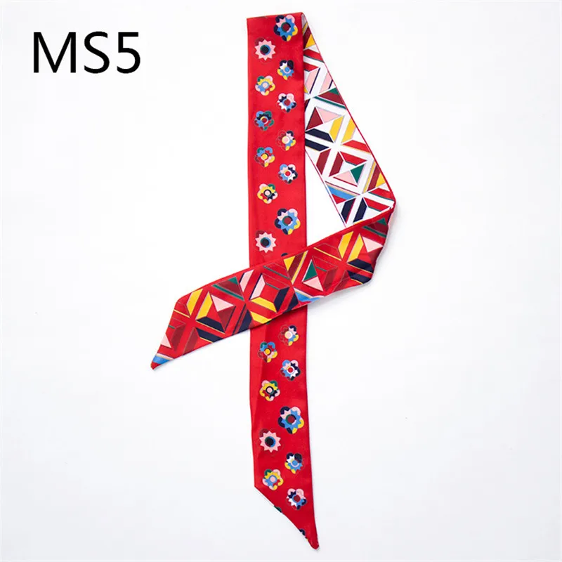 New Fashion Floral Print Scarf Small Silk Scarf Handle Bag Ribbons For Women Headwear Geometric Long Scarves Wholesale