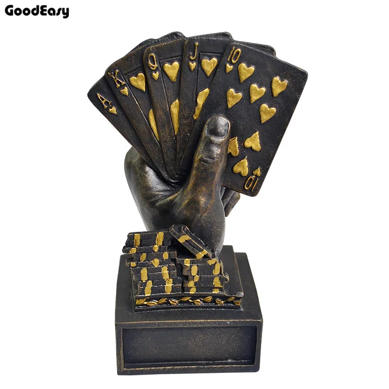 Casino Metal Poker Card Tournament Winner Finger Trophy Cup Poker Trophy Poker Game Souvenirs Winner Award Prize Home Decoration