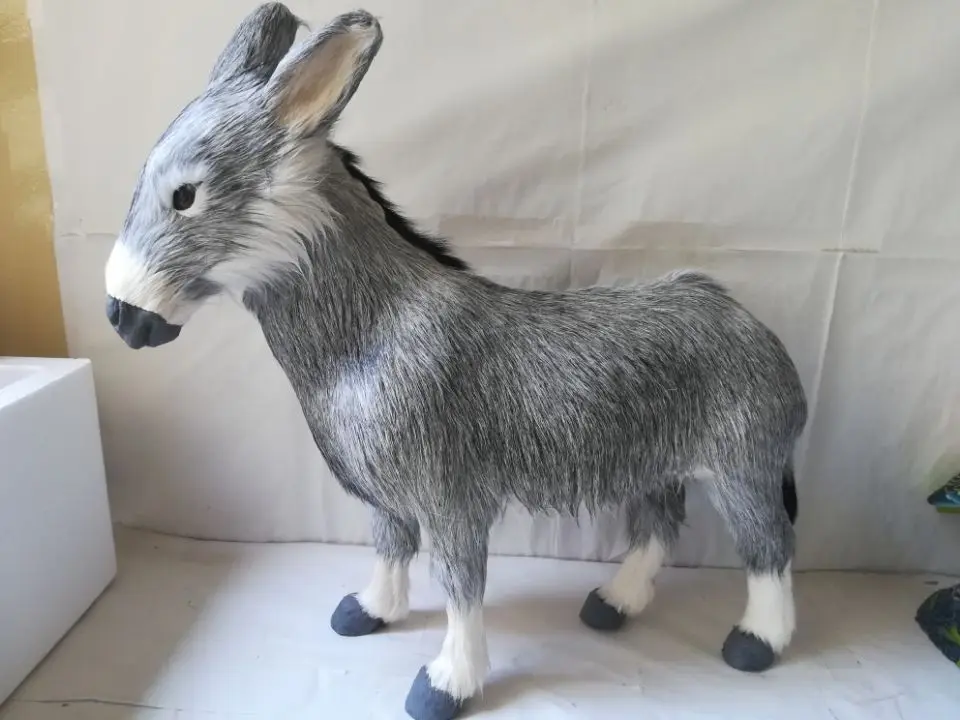 

simulation gray donkey model polyethylene&furs standing donkey large 45x42cm handicraft home decoration gift b2688