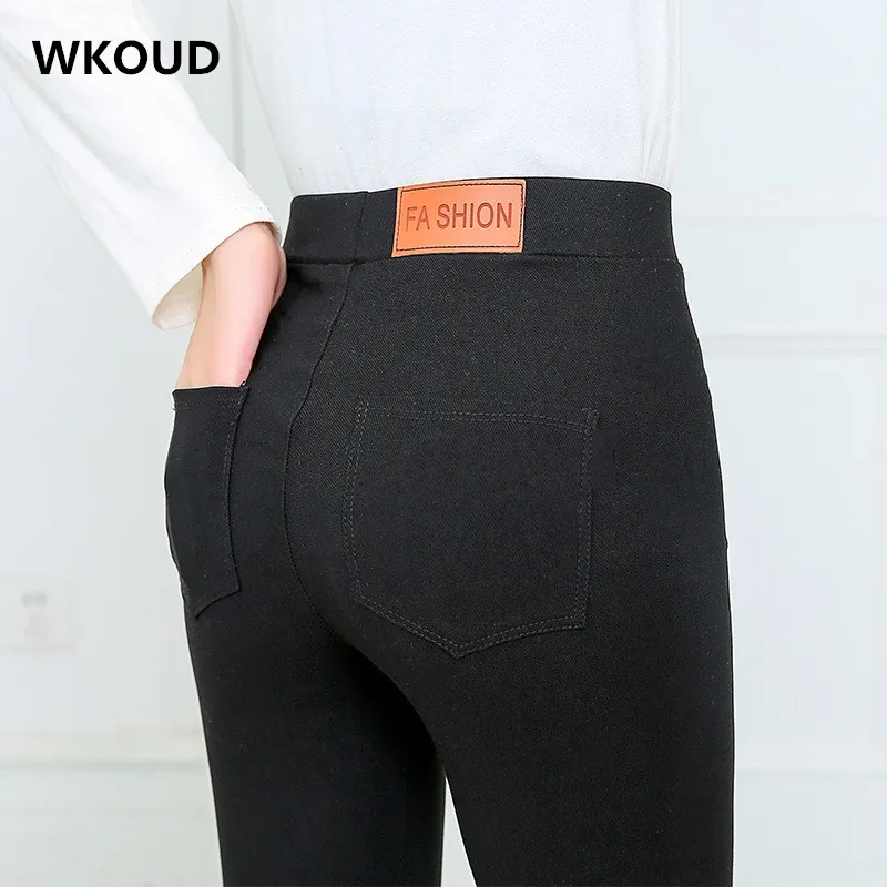 2022 Black Pencil Pants Women Stretch Skinny Leggings High Waist Pockets Slim Thin Trousers Female Fitness Joggers P8746