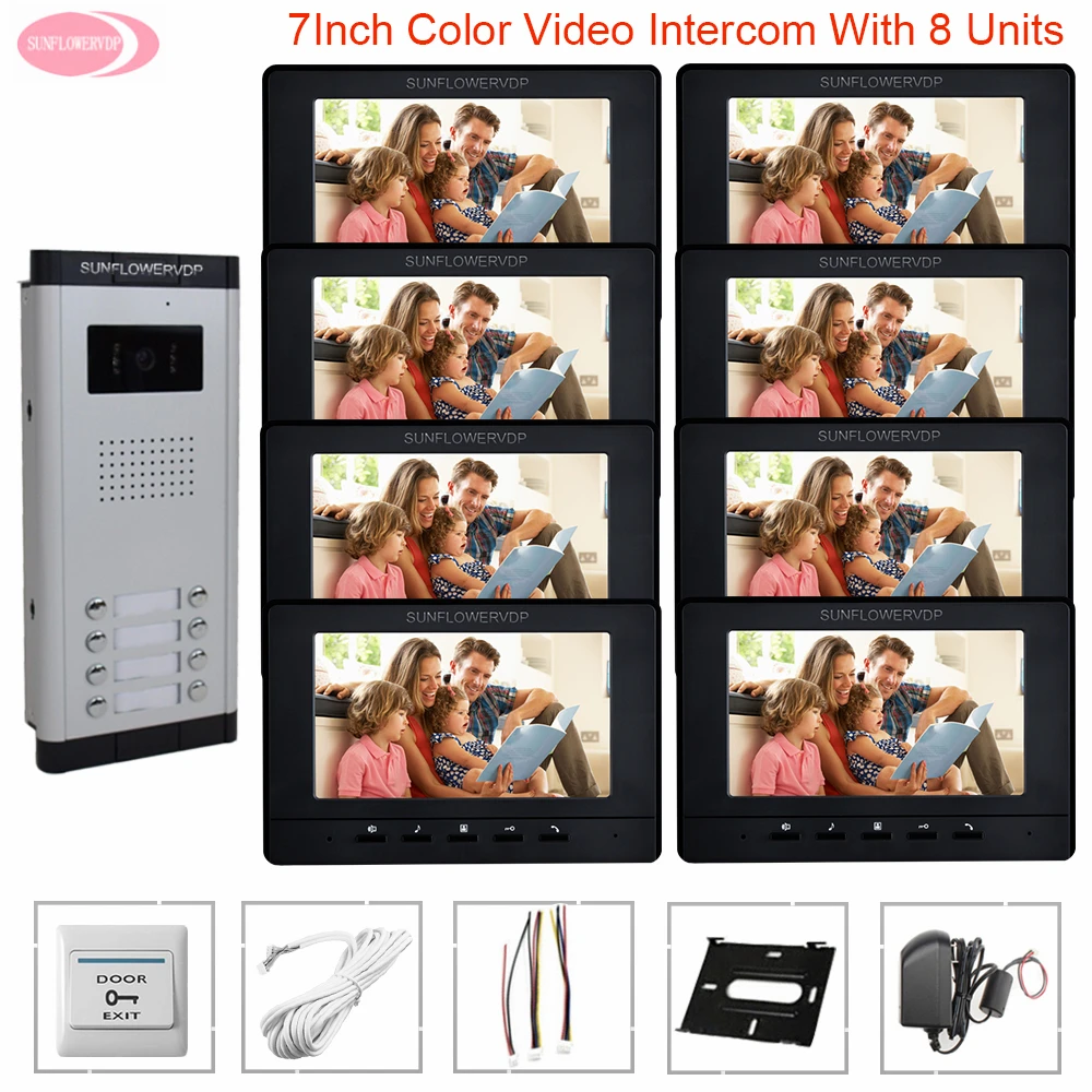 Video Intercom For The Apartments Intercom 7 inches Wired Home Video Intercom Security Video Door Bell Doorphone Video Intercom