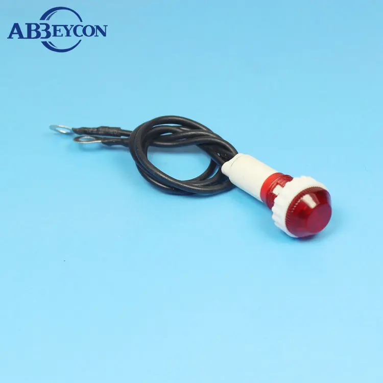 pilot lamp 220v neon 10mm plastic 220V Red car pilot light with connector indicator light