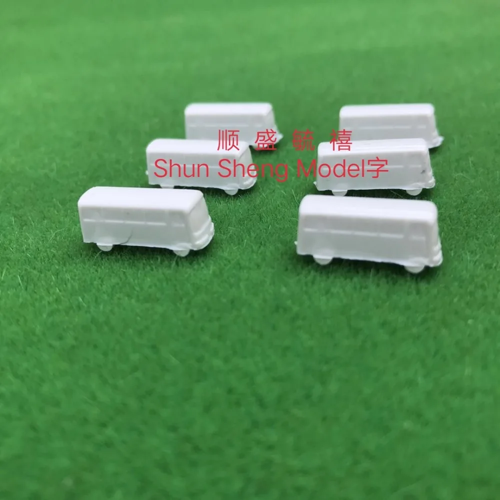 Model materials model white car scale 1/300 mini bus model white bus