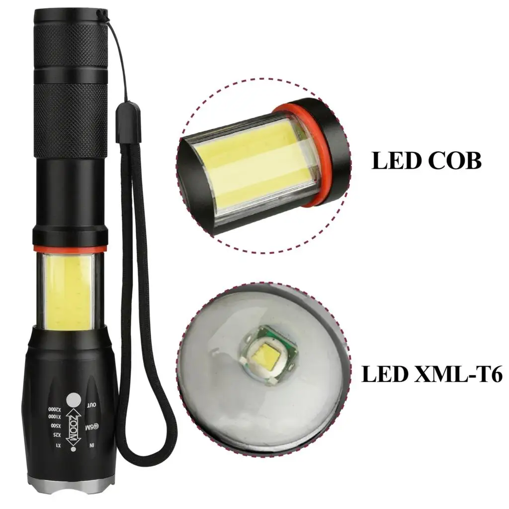 Litwod Z201005A Led flashlight torch 8000LM XML-L2 / COB Multifunction lantern flashlight tail magnet For Riding light