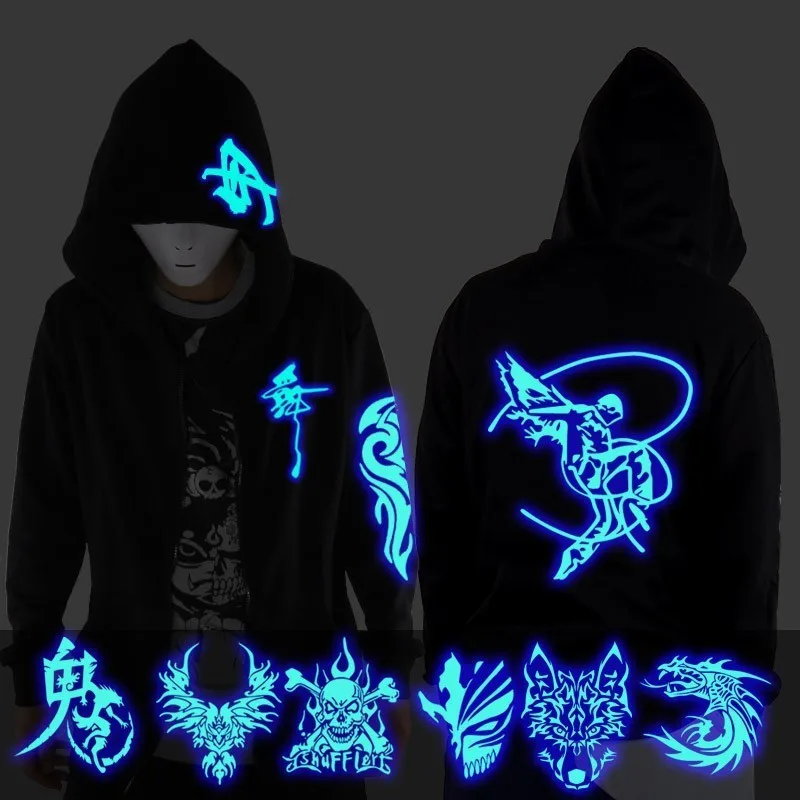 

Ghost Step Dance Clothes Drag Step Costume Loose Coat Even Ghost Hoodie Hat Fluorescence Serve Men And Women Student Jacket