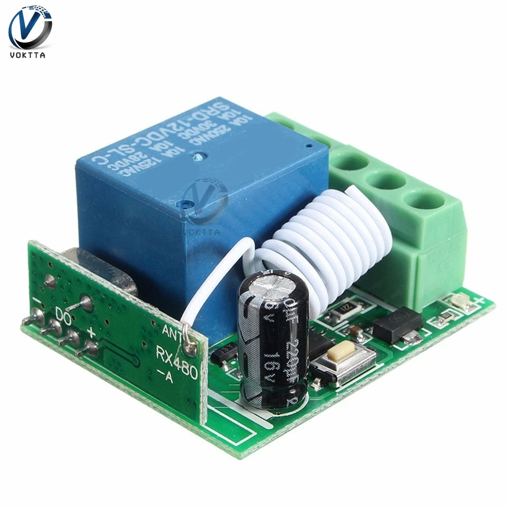 DC12V 1 channel Relay 315MHZ 10A Wireless Timer Delay Relay RF Remote Control Switch Heterodyne Receiver Module Transmitter