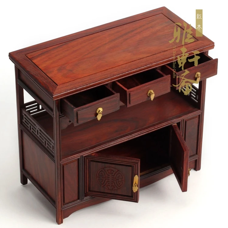 A hundred years old] miniature furniture mahogany crafts rosewood furniture of Ming and Qing Dynasties three bed Fang Mingqing