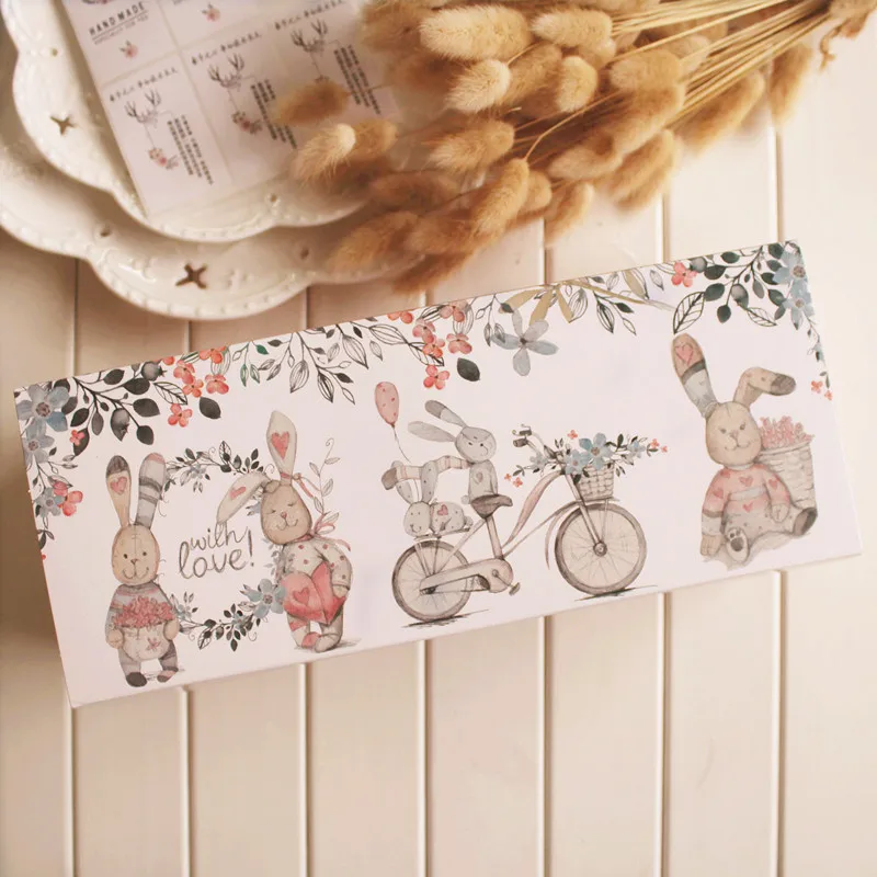 Hot Hot 27.5*11*10cm 10pcs rabbit and friends design Cheese Cake Paper Box Cookie Container gift Packaging Wedding Christmas Use