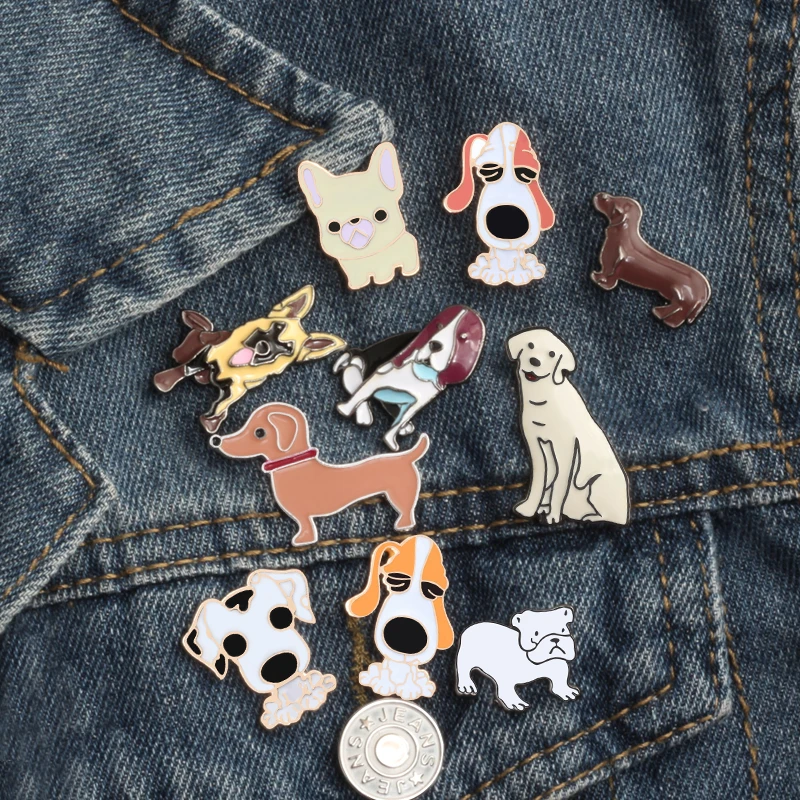 10 style Dog Pin Enamel Cute Metal Lapel Pins Denim Jeans Shirt Kid Gifts Blessing Friends Personality Jewelry Metal Badge Brooc