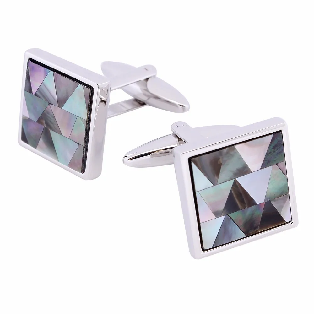 HAWSON Jewelry Mixed Colorful Shell Cufflinks for Shirt Mens Accessory Cuff links Custom Free Shipping