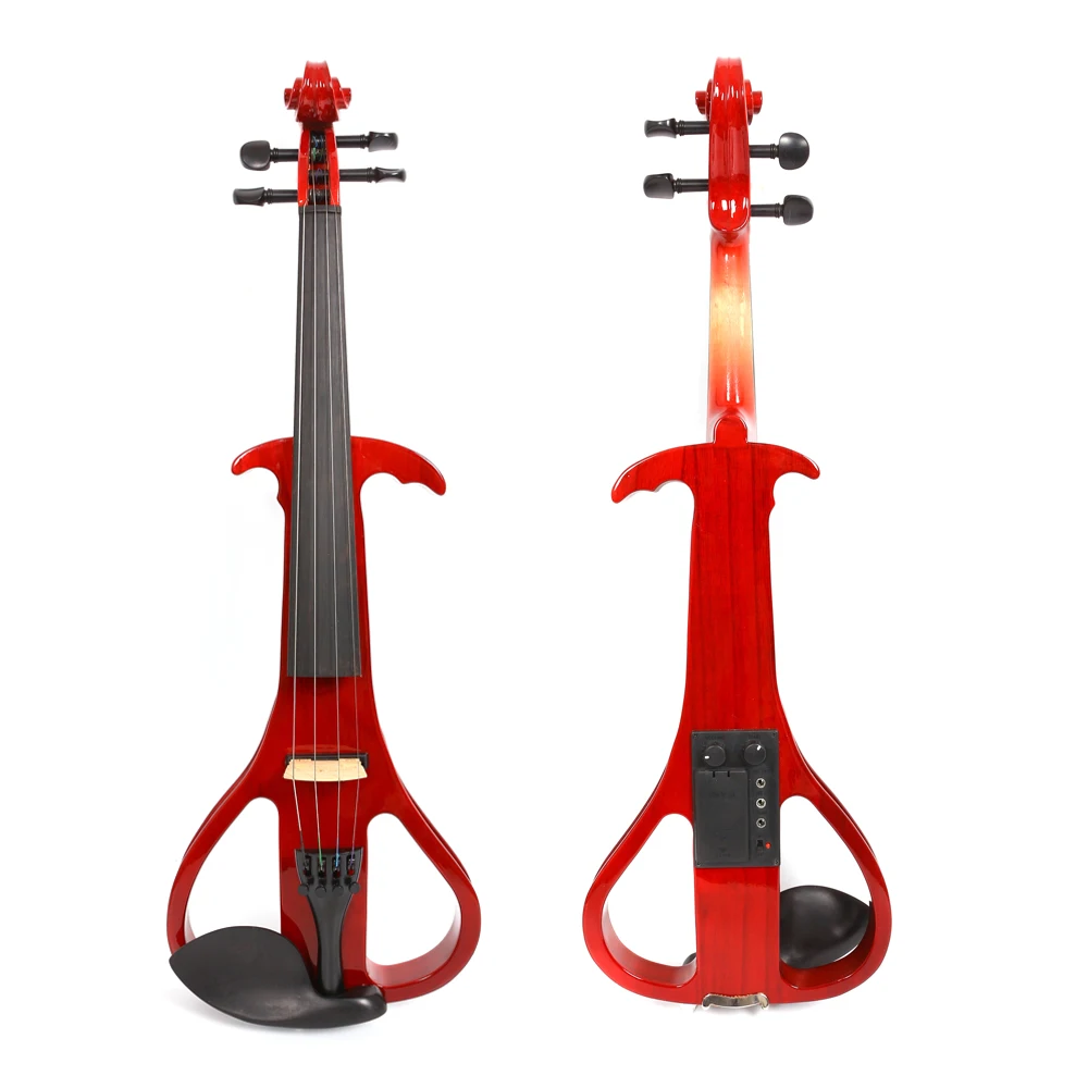 Yinfente Red Electric Silent Violin 4/4 Hand-made Wooden Body Sweet Sound Free Case Bow Rosin#EV3