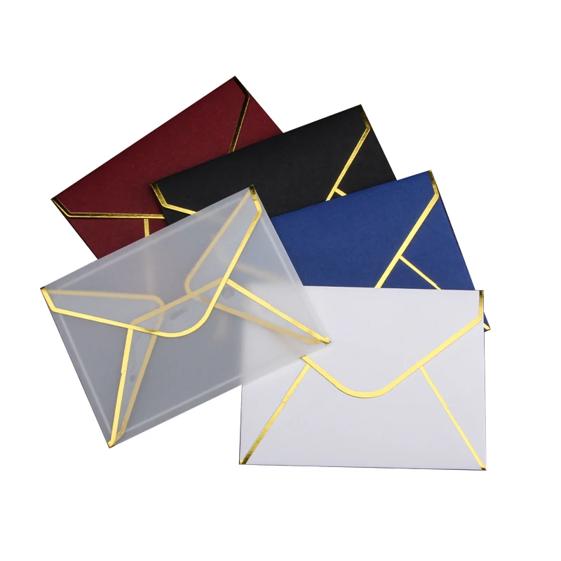 20pcs/set Transparent Paper Envelopes Hot Stamping Print Thicken Paper Envelope for Wedding Letter Invitation Scrapbooking Gift