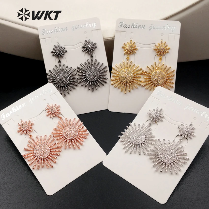 

ME017 Wholesale High Quality Jewelry Cubic Zircon Mun,Sun,Sunflower Earring Multi-Color Plated Shiny Charm Earrings For Women