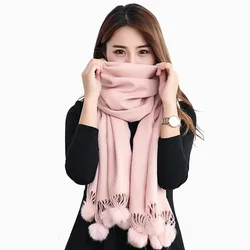 Winter luxury Brand Solid Cashmere Scarf Women Long Blanket Scarf Wrap Wool Scarves Women Pashmina Shawls and Scarves Winter