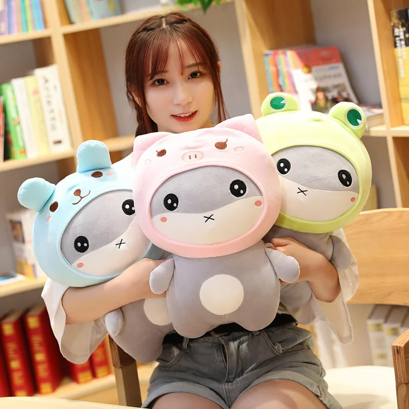 

40cm Super Cute Wear a Hat Hamster Plush Toy Soft Cartoon Animal Transformed Mouse Stuffed Doll Handwarm Kid Girl Christmas Gift