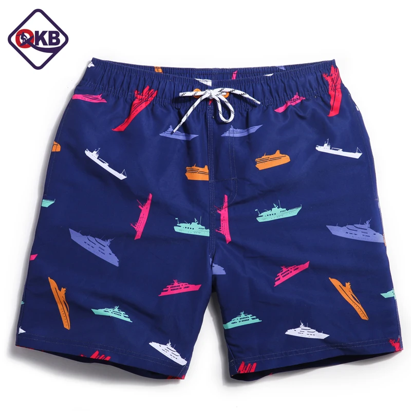 

QIKERBONG Men's Beach Shorts Board Boxer Trunks Shorts Quick Drying Boardshorts Fashion Men Shorts Without Lining