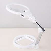 Hot 2X 6X Desktop LED Illuminated Elderly People Reading Repair Magnifier Magnifying Glass with LED Lamps