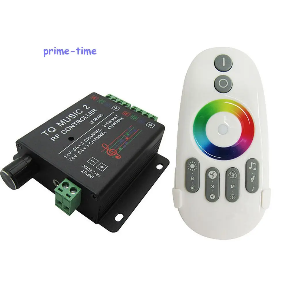 

TQ MUSIC 2 RF RGB Music Controller DC12-24V 18A with RF Wilress Intelligent Sonic Sensitivity Led Backlight Remote