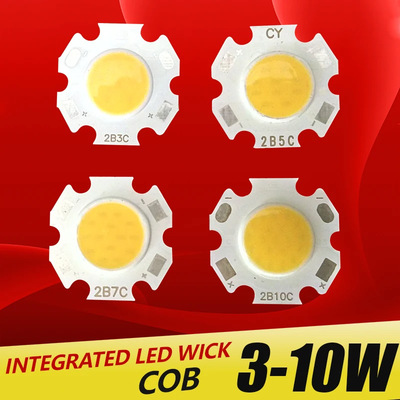 Chip LED Epistar COB ad alta potenza 3W 5W 7W 10W DC 10V-32V SMD integrato per faretto faretto bianco caldo / bianco