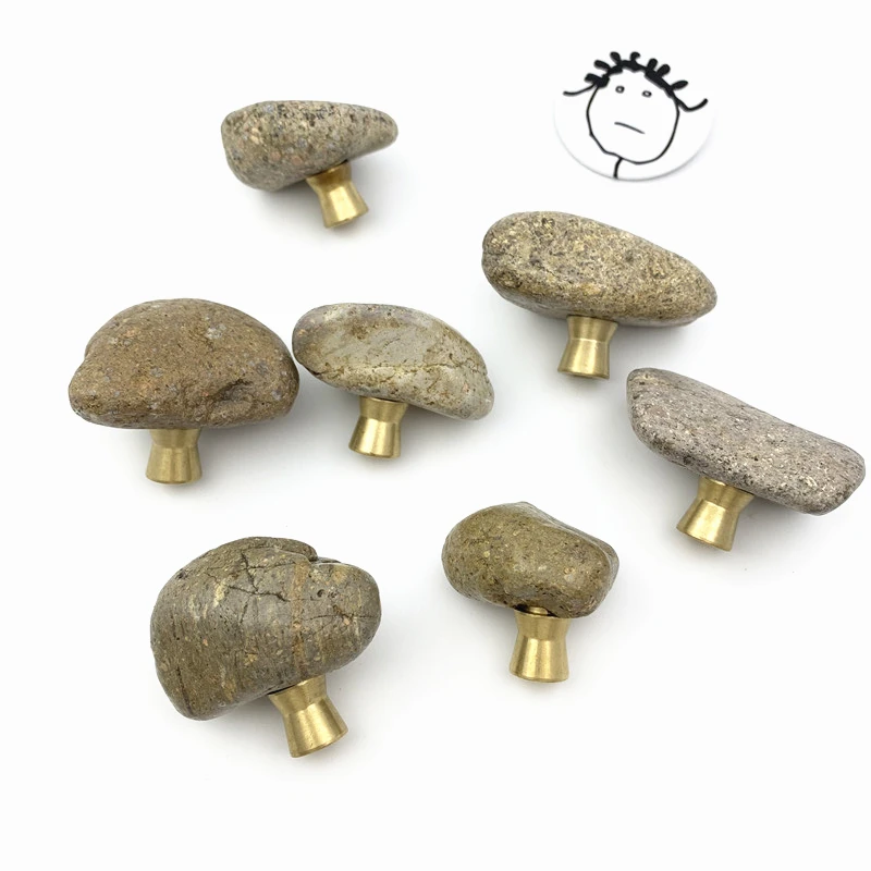 LCH Nordic Style Country Style Natural Stone Knob Drawer Pull Furniture Handle Zinc Alloy Base Natural Stone Handle Clothes Hook