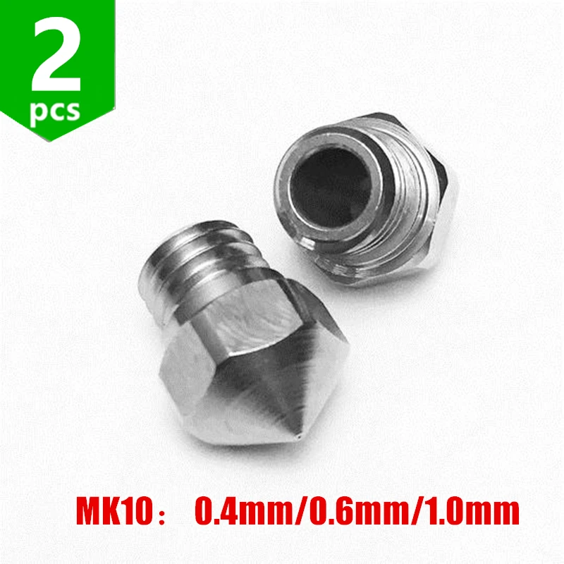 2pcs Stainless Steel MK10 Nozzle Upgrade Flashforge Wanhao 3D Printer 0.4mm / 0.6mm / 1.0mm