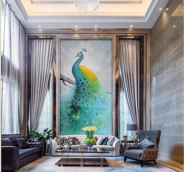 

3D Peacock Wall Mural Printed Photo Wallpaper Large Size for TV Background Wall Decor Wall Papers papier peint Hallway Murals