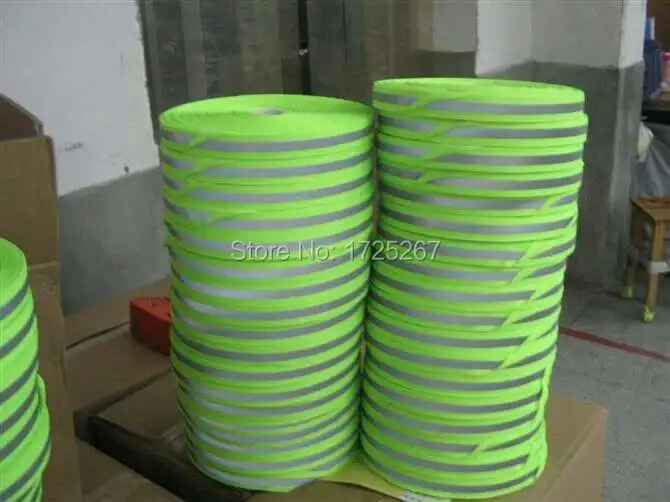 

CSR - 100yards yellow Reflective ribbon/reflective material/reflective lattice/wholesale price to sell 5*1.5 cm width