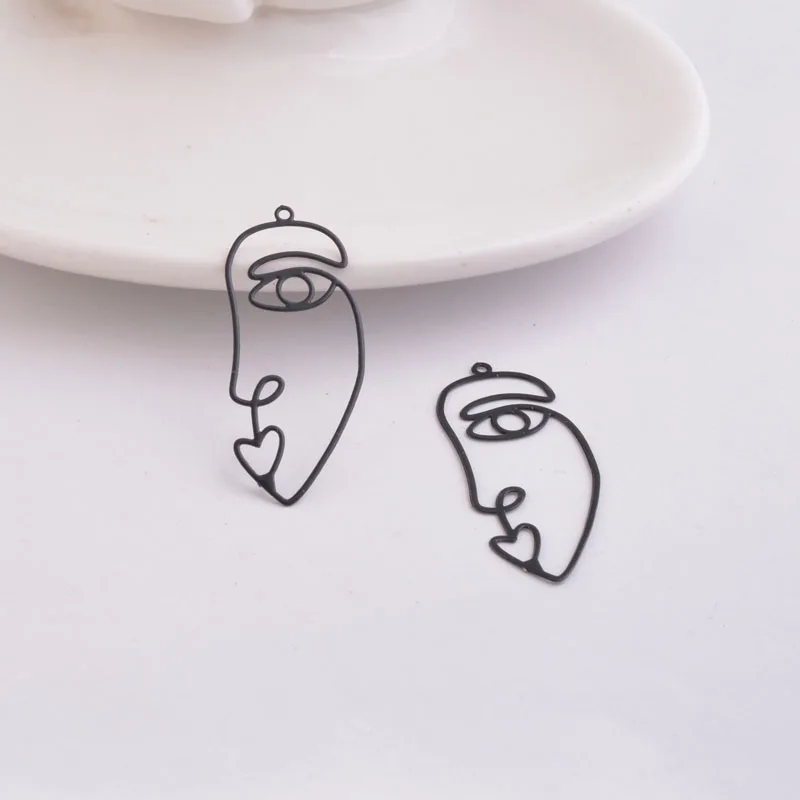 50 Stück AC9607 15*38mm Kreative Gesichts-Ohrringe DIY Handgemachte Charms Metall-Schmuckanhänger – Detail 5