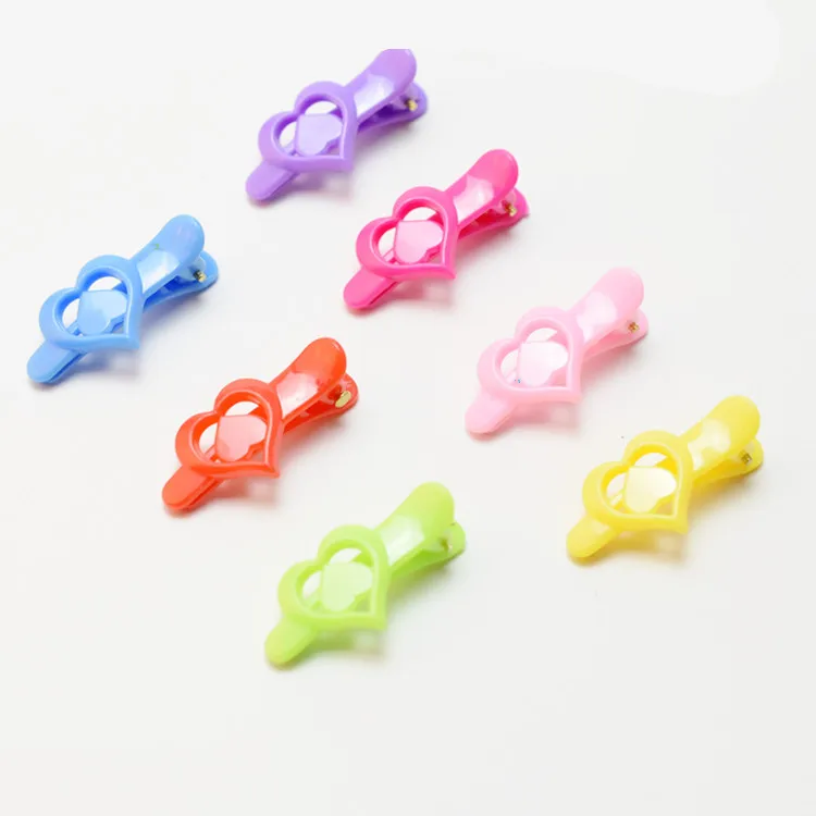 Pet Hair Hirpin Cats  Grooming Accessories Clips  Plastic duckbill clip love butterfly flower jelly color hairpin  100