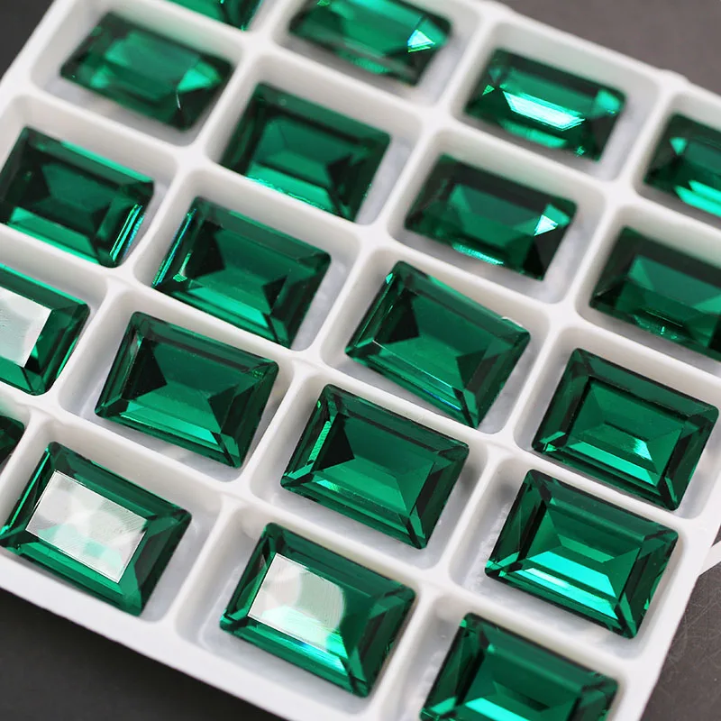 Wedding decoration 10x14mm K9 glass rhinstones crystal rectangle Hollow Gold base sew on rhinestones for clothing dress